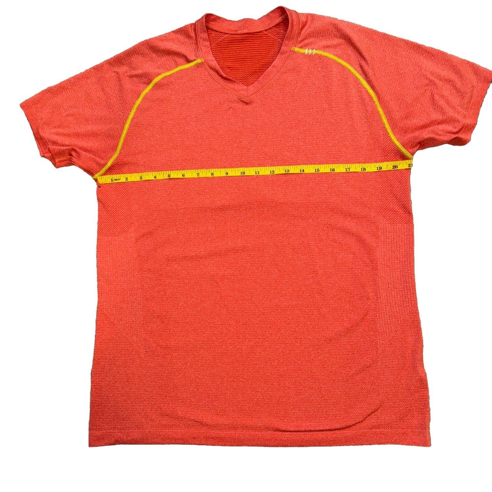 Lululemon Men "Do‎ It For The Bacon" Shirt Large Orange Gym Workout Performance